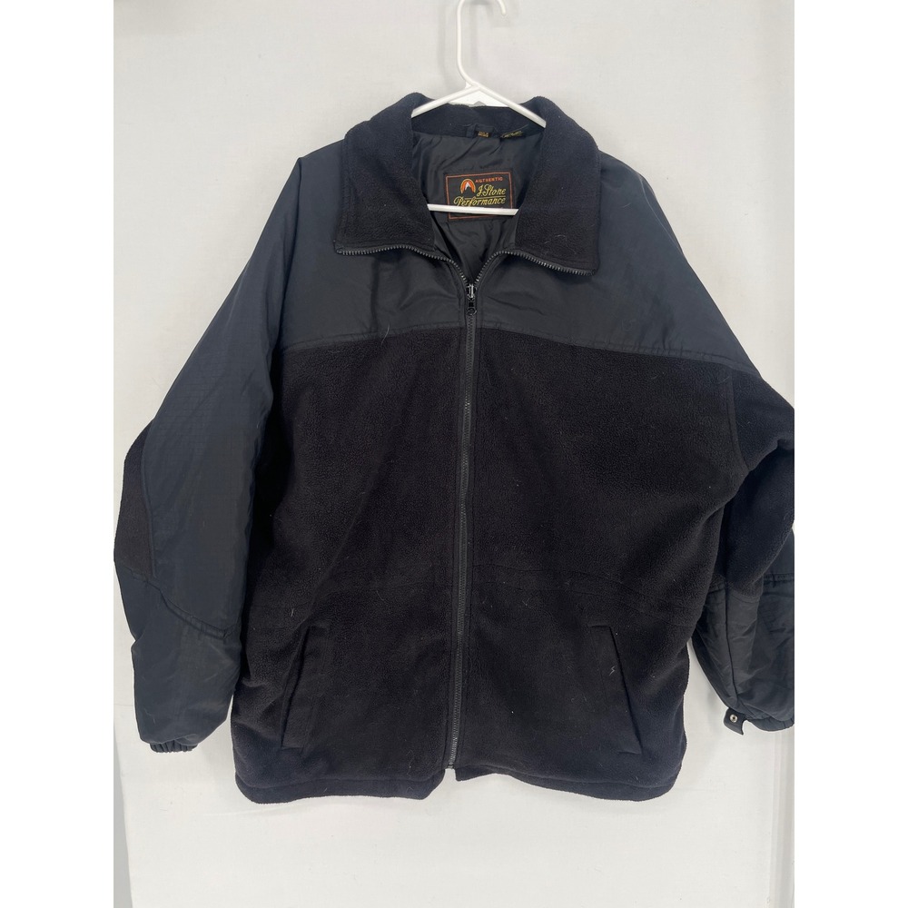 J. Stone Performance Fleece Jacket Mens Large Full Zip Mixed Media Black